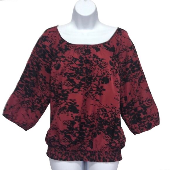 The Limited Red & Black Velvet Embossed Top Sz. small - Picture 1 of 8